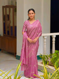 Ethereal Blush Pink Premium Luxury Silk Saree with Delicate Gold Zari Booti