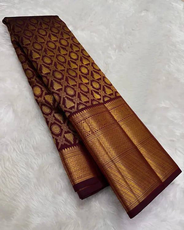 Royal Antique Gold Kanjivaram Silk Saree with Temple Zari Border & Rich Pallu | Premium Wedding Traditional Saree